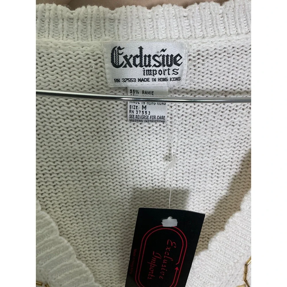 Exclusive Imports Cardigan Womens Medium Cream NWT Beaded Sequin Vintage V-Neck